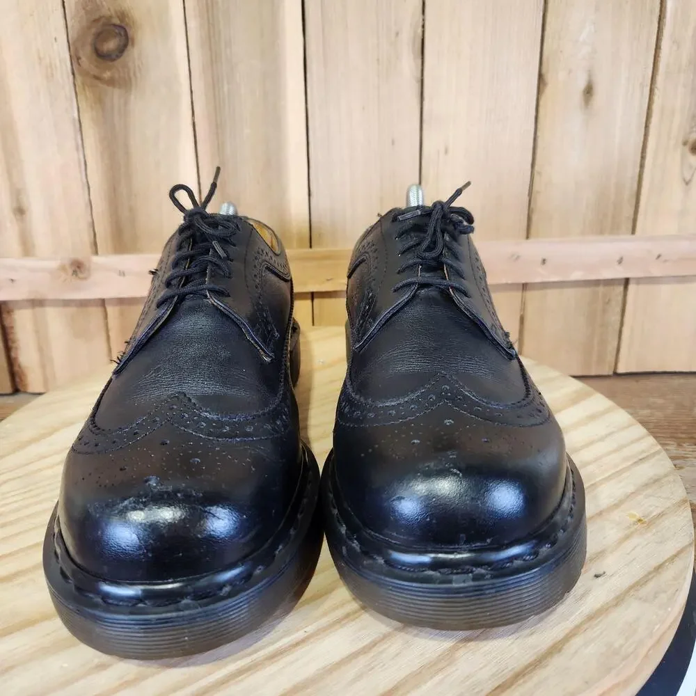 Vintage Dr. Martens 3989 Shoes Mens 10 Black Leather Wingtip Brogue Made England